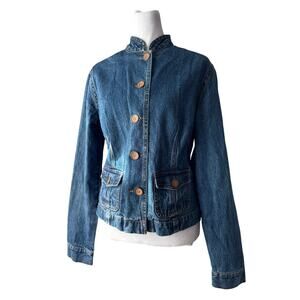 Vintage Y2K New Identity 100% Cotton Dark Wash Button Front Denim Jacket